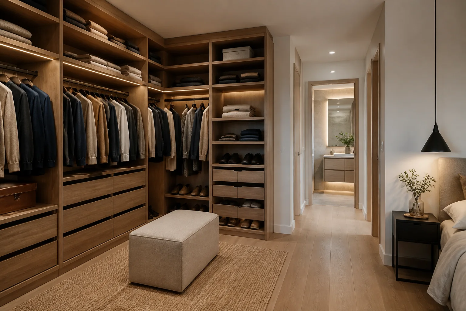 Vestidores a medida para anexo compacto al dormitorio en Oropesa del Mar